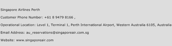 Singapore Airlines Perth Phone Number Customer Service