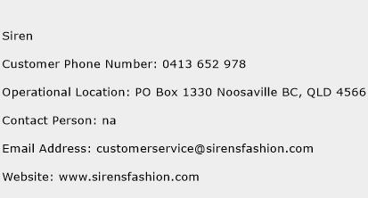 Siren Phone Number Customer Service