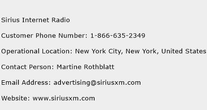 Sirius Internet Radio Phone Number Customer Service