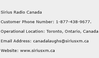 Sirius Radio Canada Phone Number Customer Service