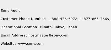 Sony Audio Phone Number Customer Service