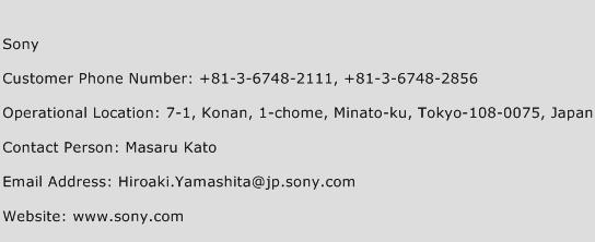 Sony Phone Number Customer Service