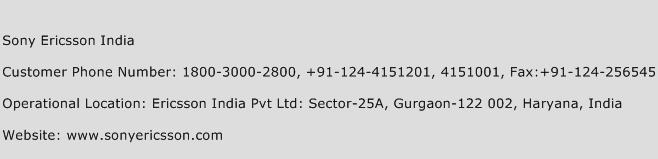 Sony Ericsson India Phone Number Customer Service
