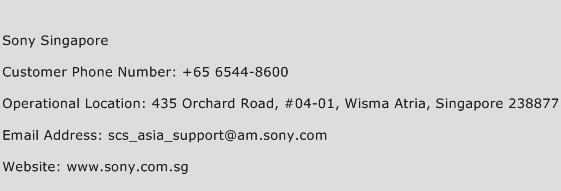 Sony Singapore Phone Number Customer Service