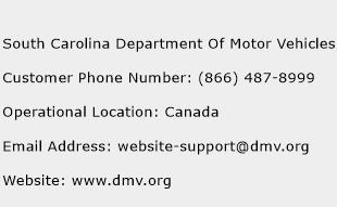 South Carolina Department Of Motor Vehicles Phone Number Customer Service