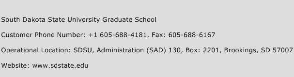South Dakota State University Graduate School Phone Number Customer Service