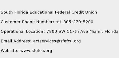 South Florida Educational Federal Credit Union Customer Service Number 44607 