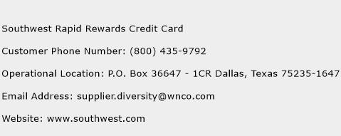 Southwest Rapid Rewards Credit Card Phone Number Customer Service