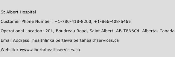 St Albert Hospital Phone Number Customer Service