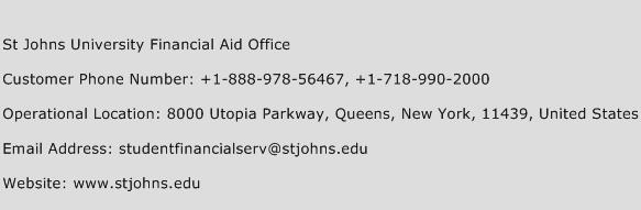 St Johns University Financial Aid Office Phone Number Customer Service