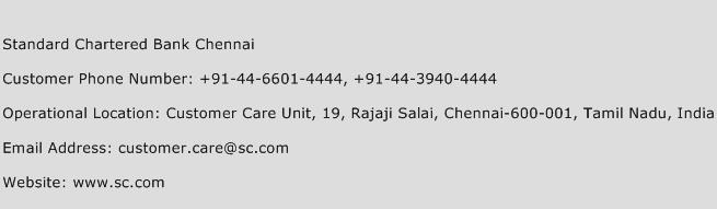 Standard Chartered Bank Chennai Phone Number Customer Service