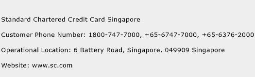 Standard Chartered Credit Card Singapore Phone Number Customer Service