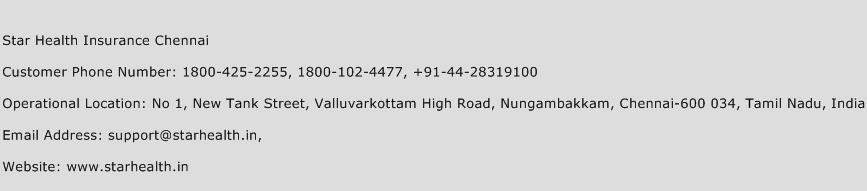 Star Health Insurance Chennai Phone Number Customer Service