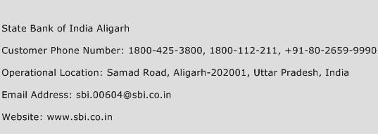 State Bank of India Aligarh Phone Number Customer Service