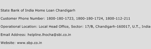 State Bank of India Home Loan Chandigarh Phone Number Customer Service