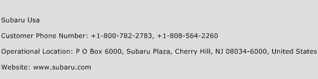 Subaru Usa Phone Number Customer Service