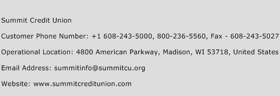 Summit Credit Union Phone Number Customer Service