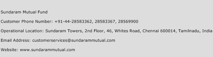 Sundaram Mutual Fund Phone Number Customer Service