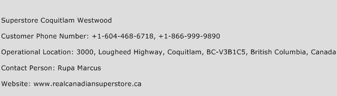 Superstore Coquitlam Westwood Phone Number Customer Service