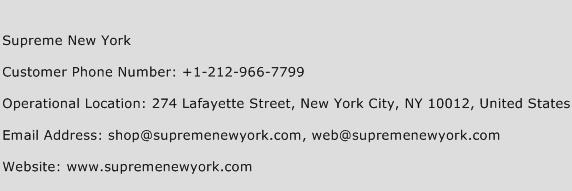 Supreme New York Phone Number Customer Service