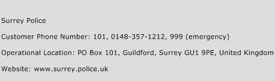 Surrey Police Phone Number Customer Service
