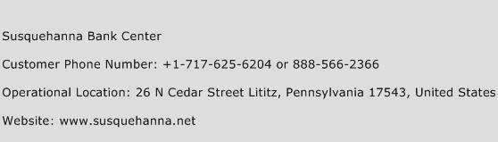 Susquehanna Bank Center Phone Number Customer Service