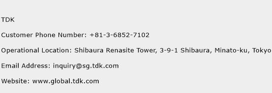 TDK Phone Number Customer Service
