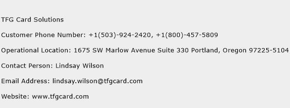 TFG Card Solutions Phone Number Customer Service