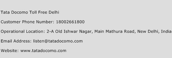 Tata Docomo Toll Free Delhi Phone Number Customer Service