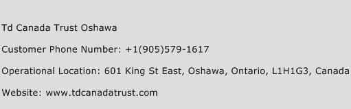 Td Canada Trust Oshawa Phone Number Customer Service