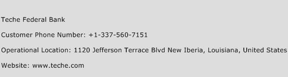 Teche Federal Bank Phone Number Customer Service