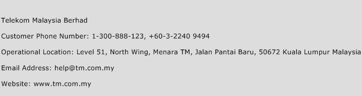 Telekom Malaysia Berhad Phone Number Customer Service