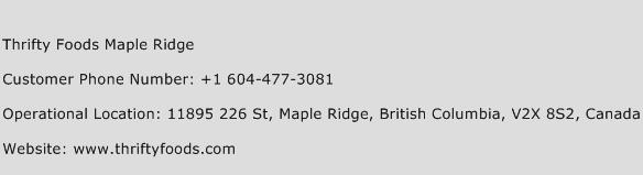 Thrifty Foods Maple Ridge Phone Number Customer Service