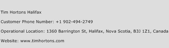 Tim Hortons Halifax Phone Number Customer Service