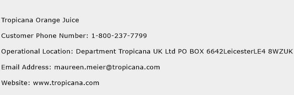 Tropicana Orange Juice Phone Number Customer Service