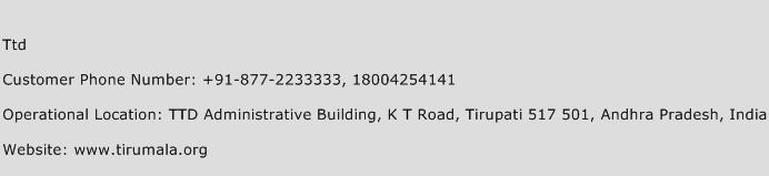 Ttd Phone Number Customer Service