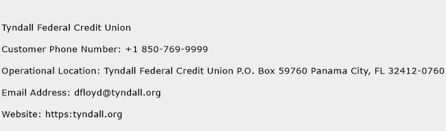 Tyndall Federal Credit Union Phone Number Customer Service