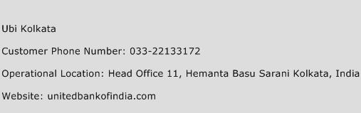 UBI Kolkata Phone Number Customer Service