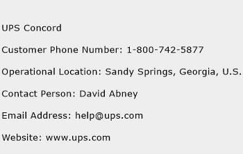 UPS Concord Phone Number Customer Service