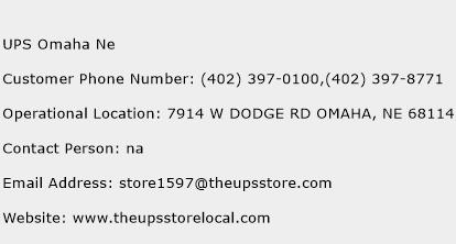 UPS Omaha Ne Phone Number Customer Service