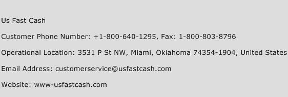 US Fast Cash Phone Number Customer Service