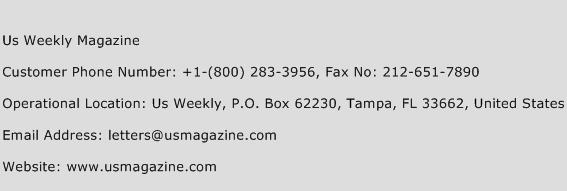 US Weekly Magazine Phone Number Customer Service