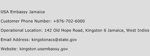 USA Embassy Jamaica Phone Number Customer Service