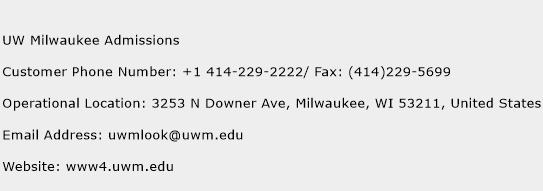 UW Milwaukee Admissions Phone Number Customer Service