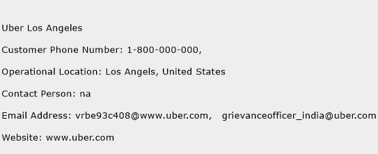 Uber Los Angeles Phone Number Customer Service