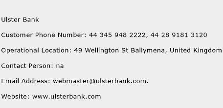 Ulster Bank Phone Number Customer Service