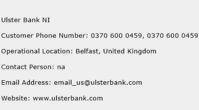 Ulster Bank NI Phone Number Customer Service