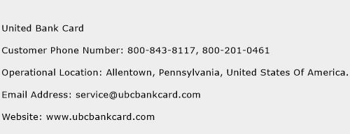 United Bank Card Phone Number Customer Service