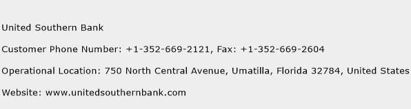 United Southern Bank Phone Number Customer Service