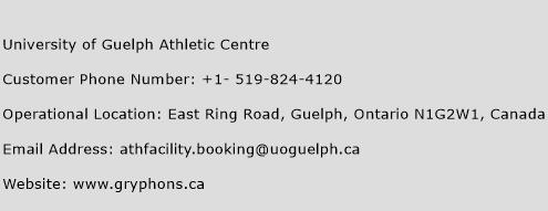 University of Guelph Athletic Centre Phone Number Customer Service